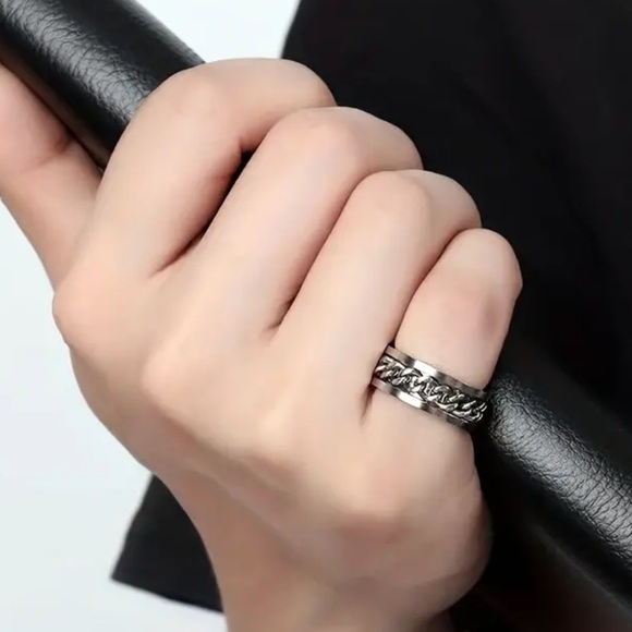 NWT Men's Stainless Steel Chain Spinner Ring - Picture 8 of 8